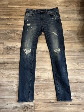 Tall 32/36 American Eagle Outfitters Dark Blue Distressed Skinny Jeans